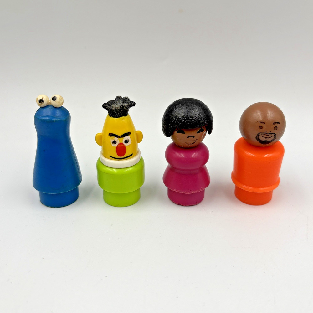 Vintage Fisher Price Little People Sesame Street Cookie Monster Bert Etc Muppets